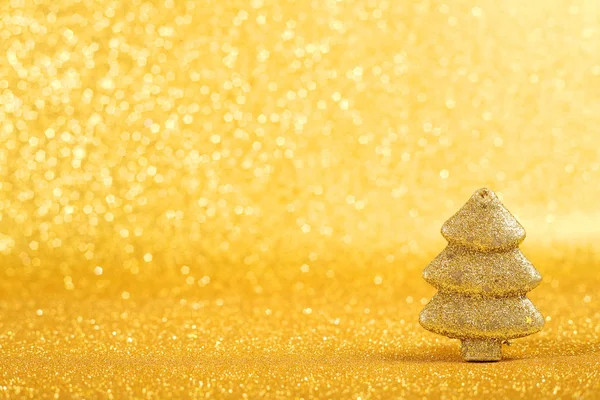 Decoração Abeto Natal Dourado Fundo Brilho — Fotografia de Stock