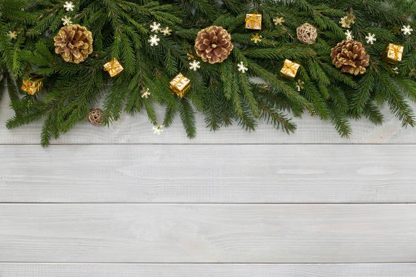 Decoración de Navidad plana laico en madera — Foto de Stock