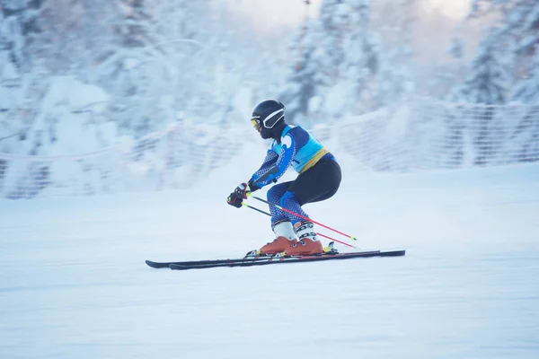 Süper Dev Slalom Alp Disiplini Kayak Yarışçısı Profesyonel Atlet — Stok fotoğraf