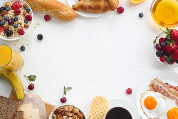 Hälsosam frukost bakgrund — Stockfoto