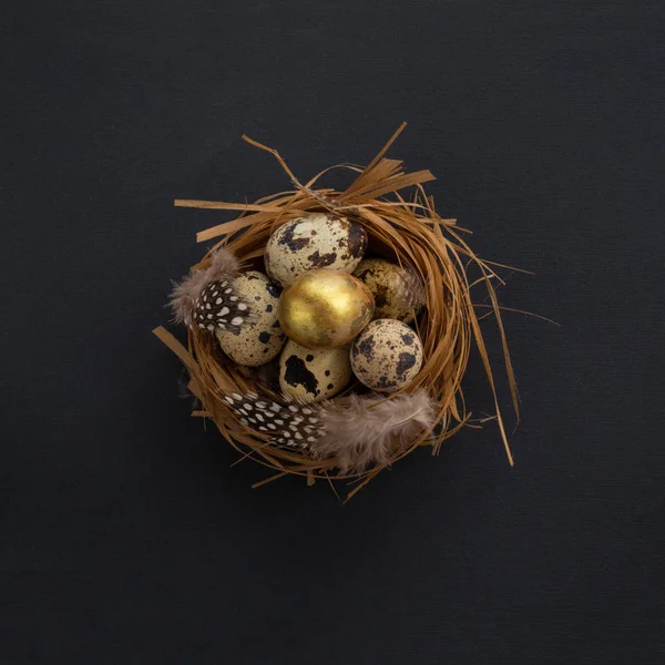 Easter nest with quail eggs — Stock Photo, Image