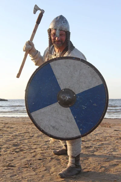 Slavic warrior with sword — Stock Photo, Image