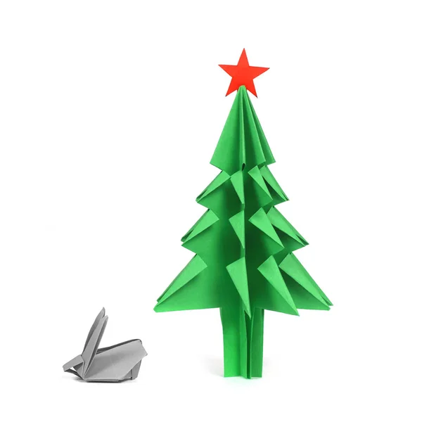 Origami vánoční stromek — Stock fotografie