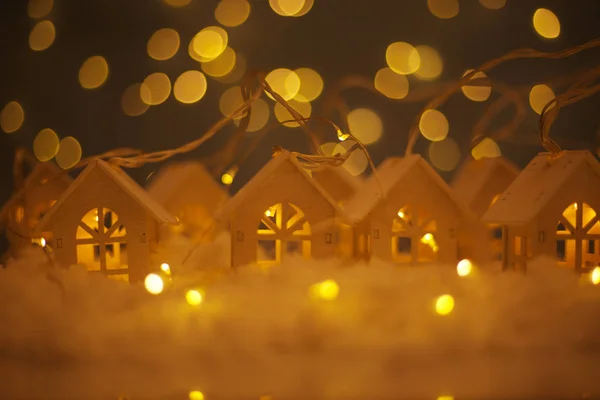 Parlayan evler Noel kartı — Stok fotoğraf