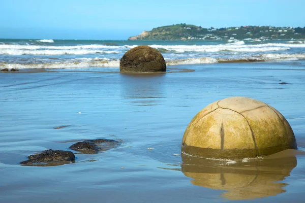 Сферична Moeraki Валуни Koekohe Пляжі Південному Острові Нової Зеландії — стокове фото