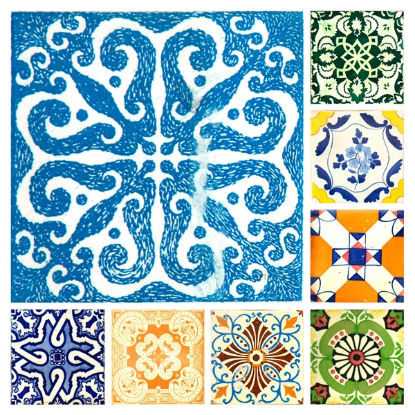 Fotografías Diferentes Colores Patrones Azulejos Portugal — Foto de Stock