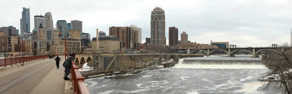 Panorama Centre Ville Pont Arche Fleuve Mississipi Minneapolis Dans Minnesota — Photo