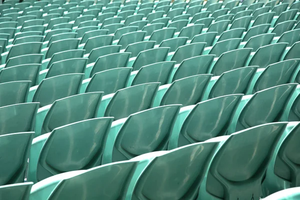 Close Van Achterkant Een Mint Groene Arena Zetels — Stockfoto