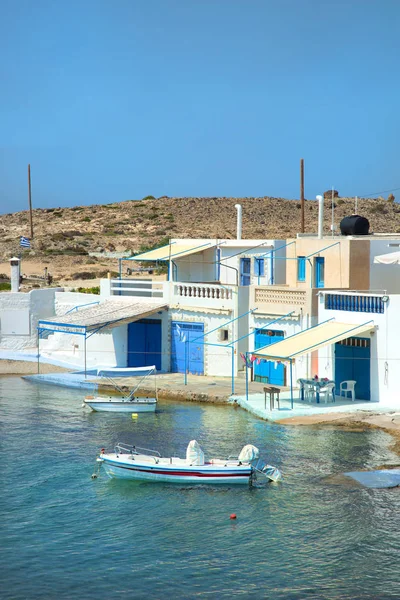 Fishing Boat Front Blue Traditional Fishing Village Milos Island Greece — Stock Photo, Image