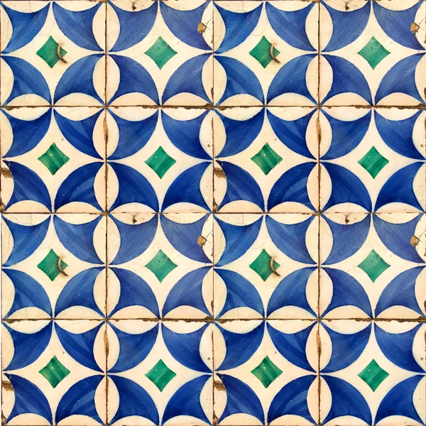 Fotografía Azulejos Portugueses Tradicionales Azul Verde —  Fotos de Stock