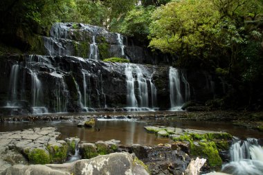 Yeni Zelanda'da south Island Purakaunui şelaleler