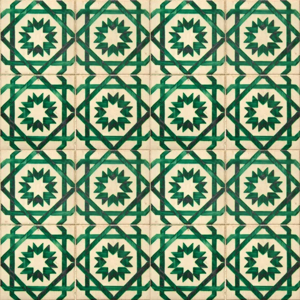 Photograph Traditional Portuguese Tiles Green — Stock Photo, Image