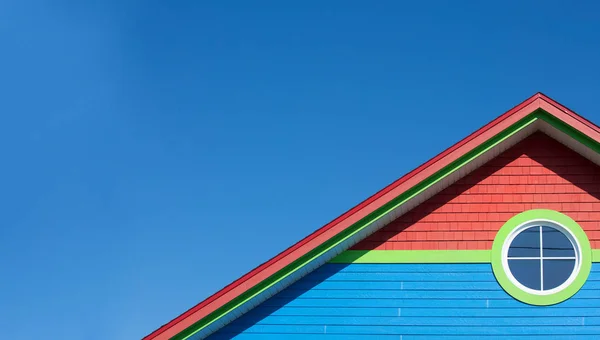 Detalhe Telhado Azul Das Típicas Casas Madeira Das Ilhas Madalena — Fotografia de Stock