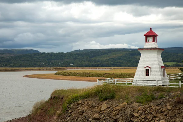 Anderson Hollow Lighthouse Grey Cloudy Sky New Brunswick Canada — Stock Photo, Image