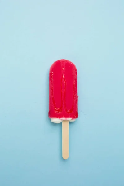 Strawberry Popsicle Fresh Strawberry Blue Background — Stock Photo, Image