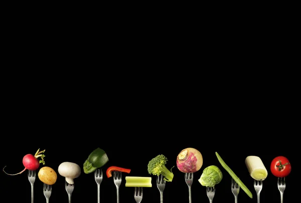 Variation Fresh Vegetables Black Background — Stock Photo, Image