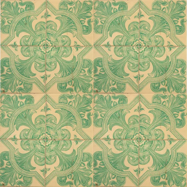 Photograph Traditional Portuguese Tiles Green Natural Colour — Stock Photo, Image