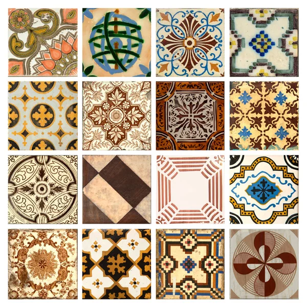 Photograph Traditional Portuguese Tiles Different Colours Patterns — Stock Photo, Image