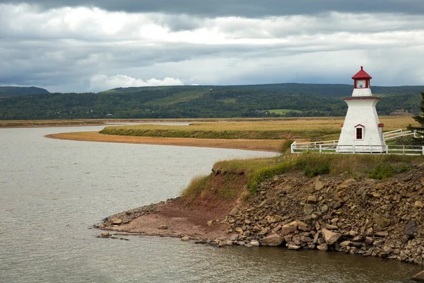 Anderson Hollow Lighthouse Grey Cloudy Sky New Brunswick Canada — Stock Photo, Image