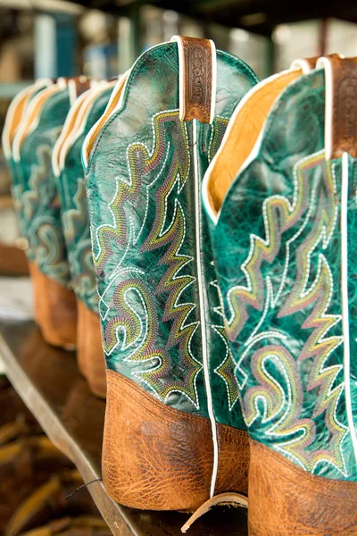 Turquoise Cowboy Boots Shelves Completed — Stock Photo, Image