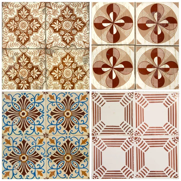 Photograph of traditional portuguese tiles in orange and brown colours