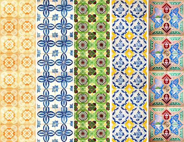 Fotografia Azulejos Tradicionais Portugueses Nas Cores Laranja Castanha — Fotografia de Stock