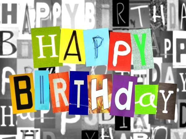 Happy Birthday Made Colorful Newspaper Letters Cut Out Newspaper Letters — Stock Photo, Image