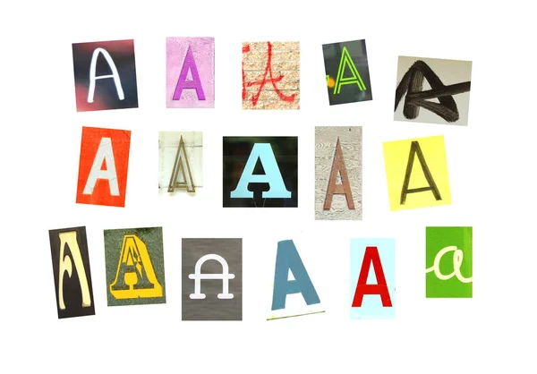 Alphabet Collection Capital Lettre Étant Formée Collage Petites Images Lettres — Photo