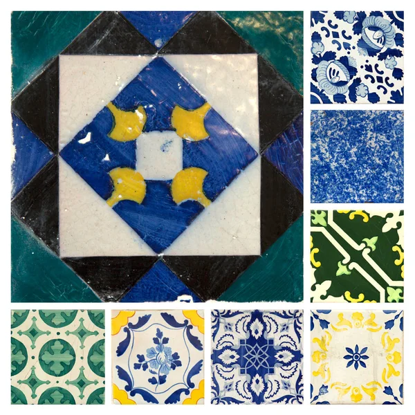Photograph Traditional Portuguese Tiles Different Colours Patterns — Stock Photo, Image