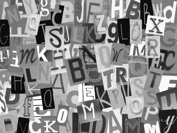 Collage Alphabet Des Journaux Différentes Couleurs Isolé Sur Blanc — Photo