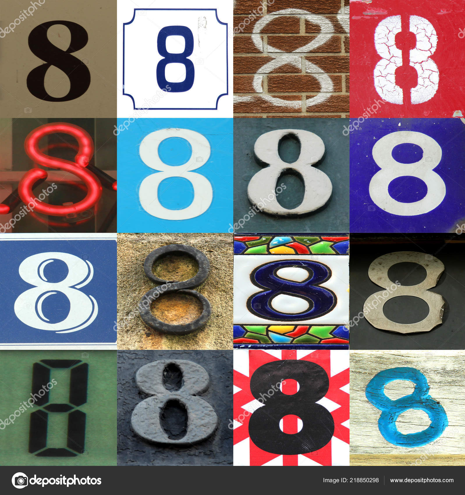 Colección Números Diferentes Colores Patrones Como Madera Papel
