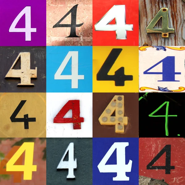 Čísla Kolekce Různých Barvách Vzorech Jako Dřevo Papír Cihla — Stock fotografie