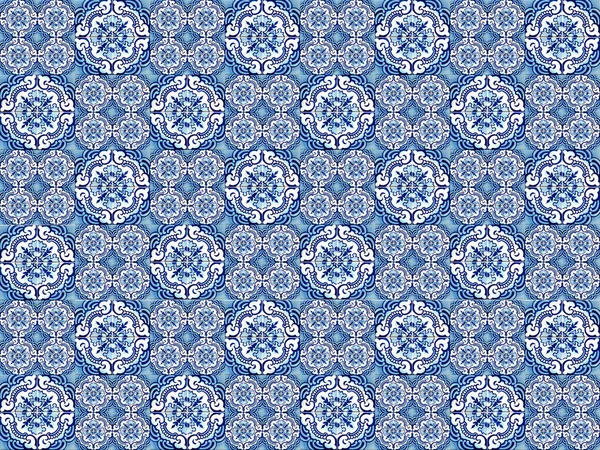 Photographe of traditional portuguese tiles in blue flowered