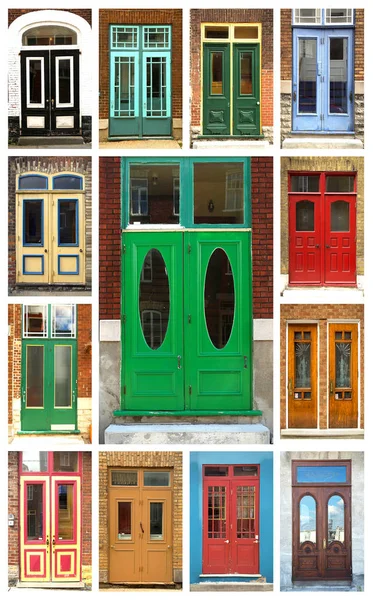 Collage Ancient Colorful Wooden Doors Quebec Canada — Stock Photo, Image
