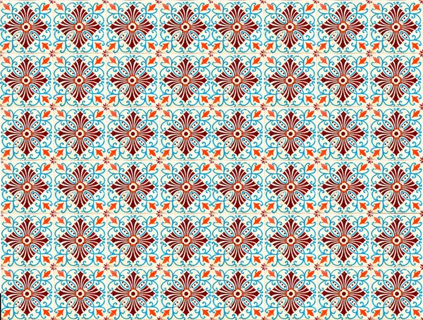Photographs Traditional Portuguese Tiles Flowers Orange Blue Tone — Stock Photo, Image