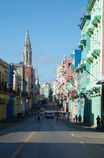 Habana Cuba Dic 2018 Calle Popular Habana Cuba Con Edificio — Foto de Stock