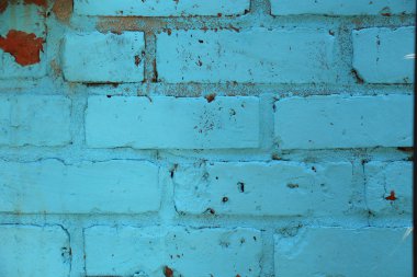 Mavi turkuaz peint tuğla duvar