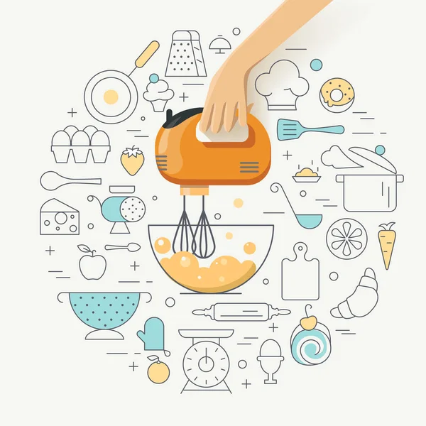 Ilustración Del Concepto Clase Cocina Diseño Plano — Vector de stock