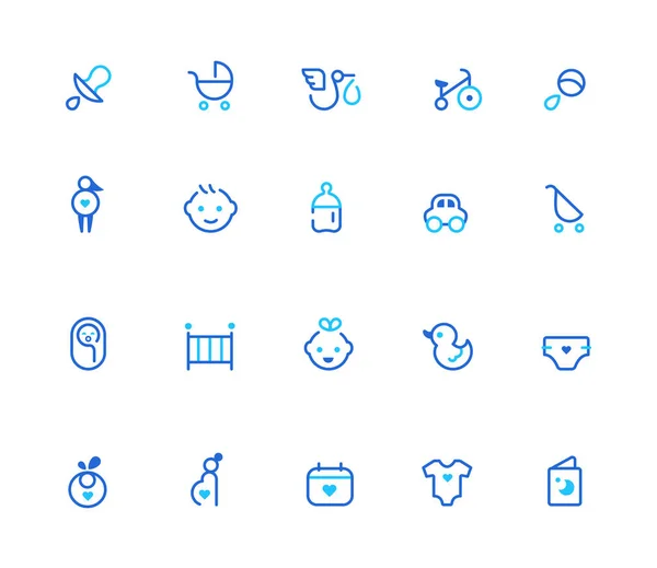 赤ちゃんのアイコン シンプルなラインセット — ストックベクタ