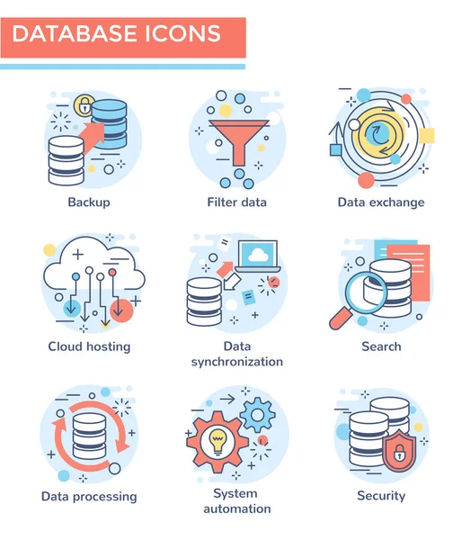 데이터베이스 컨셉트 아이콘 디자인 — 스톡 벡터