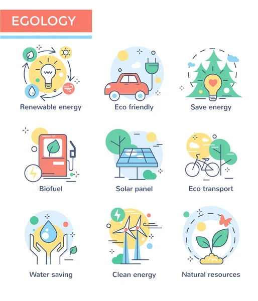 Ecology Concept Icons Set — Stock Vector