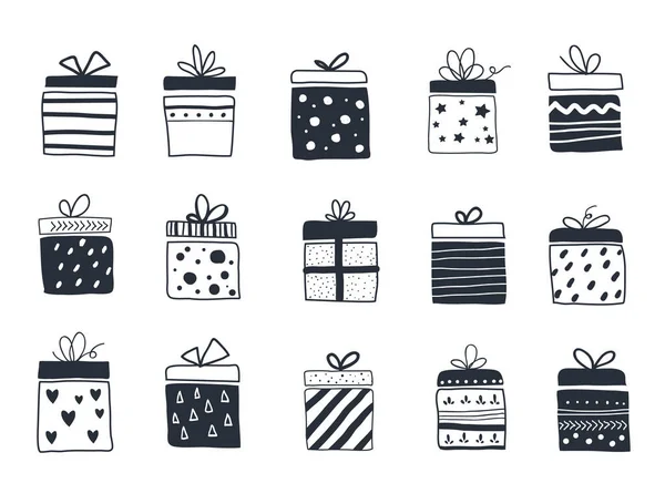 Gift Boxes Set Hand Drawn Scandinavian Style Vector Illustration — Stock Vector