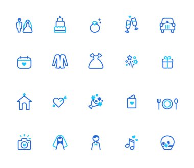 Düğün simgeleri, basit satır dizisi