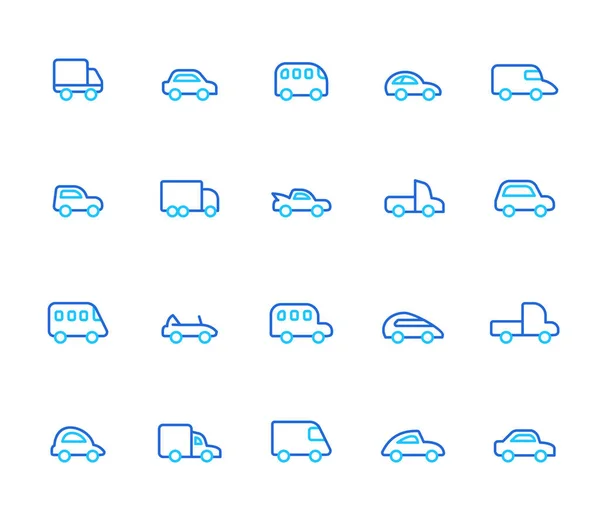 Car Icons Simple Line Set — Stock Vector
