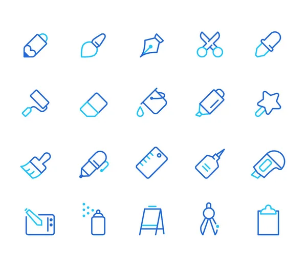 Stationary Icons Simple Line Set Stock Vector