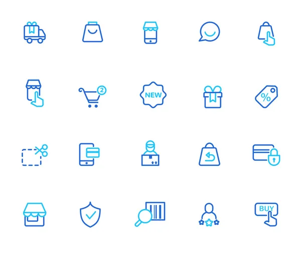 Commerce Shopping Icons Simple Line Set Royalty Free Stock Illustrations