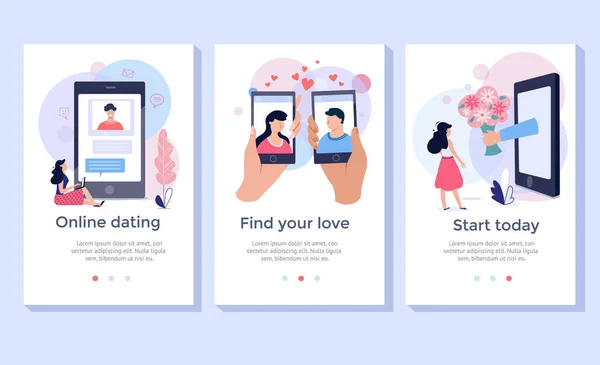 Online Dating Concept Illustration Set Perfect Banner Mobile App Landing Royalty Free Stock Vectors