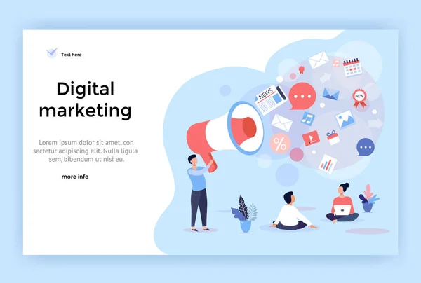 Digital Marknadsföring Koncept Illustration Perfekt För Webbdesign Banner Mobilapp Landningssida Stockvektor