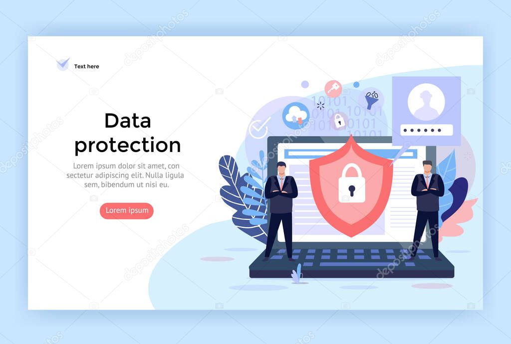 Data protection and cyber security concept illustration, perfect for web design, banner, mobile app, landing page, vector flat design.