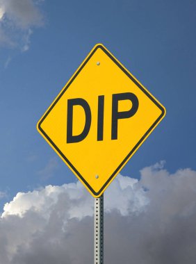 DIP işareti mavi gökyüzü ve bulut arka plan, dikey biçimi